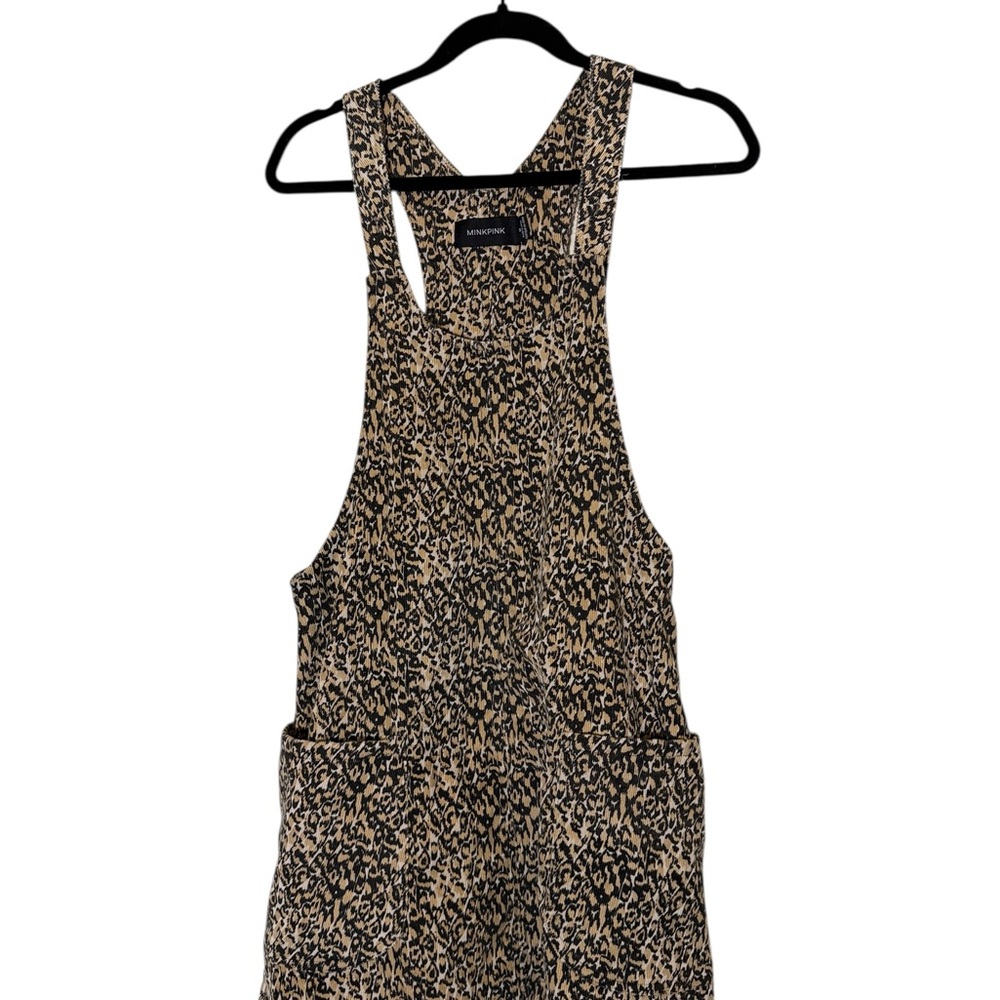 MINKPINK Women’s Leopard Print Corduroy Overall  Mini sz M